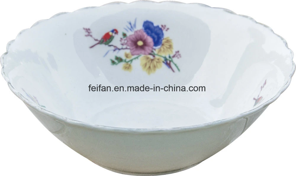 Ceramic Lotus Edge Bowl with Different Decor/Porcelain Bowl