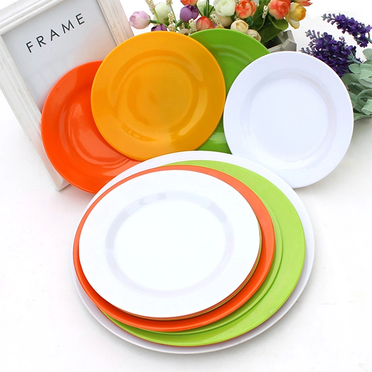 Recyclable Cutlery Bamboo Fiber Dinner Plates Custom Package Inner Package Melamine Plate Tableware