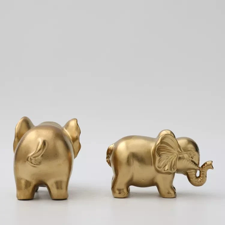 Fashion Houseware Luxury Gold Elephant Shape Couple Small Custom Animal Home Decorations Ceramic Ornaments for Table Household Used Daily Used