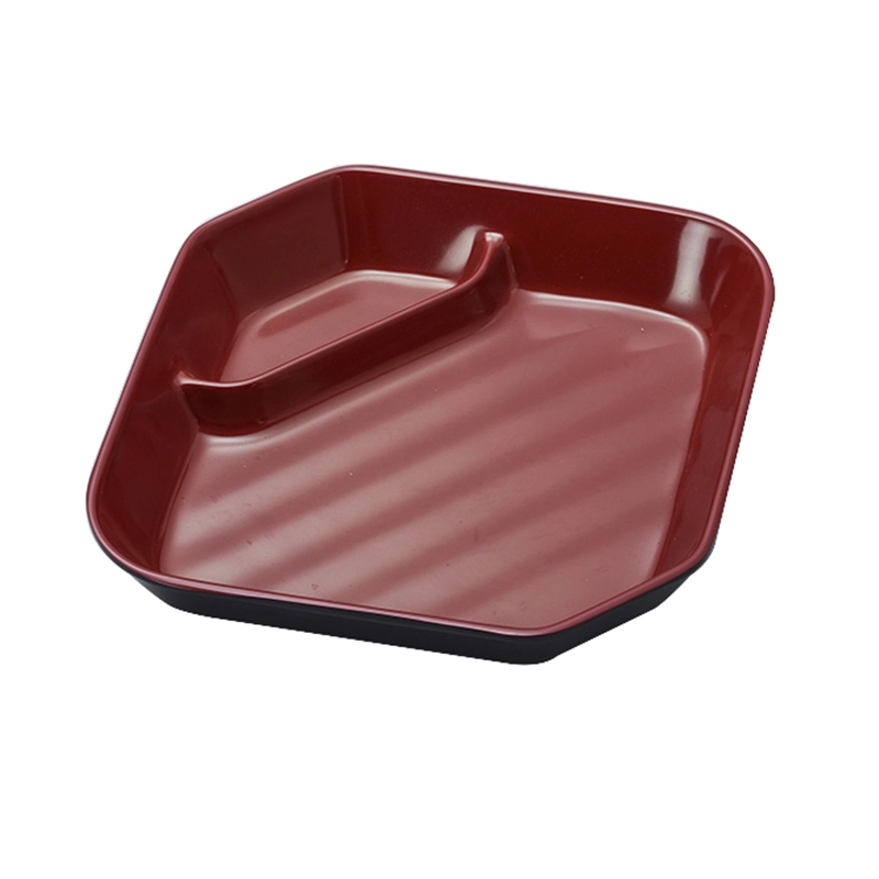 restaurant Tableware Irregular Black and Red Melamine Plates