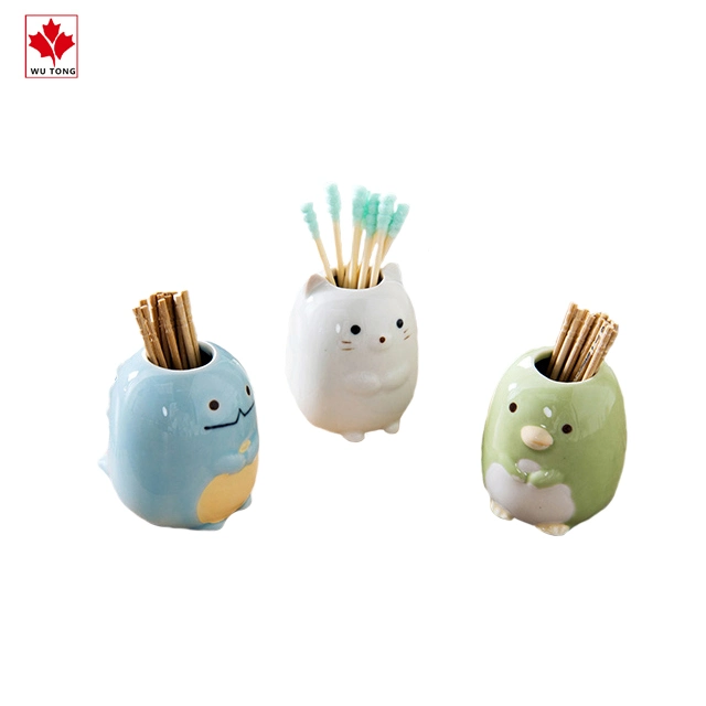 Hot Selling Cute Ceramic Toothpick Holder Tooth Brush Stand for Home Hotel Decoration