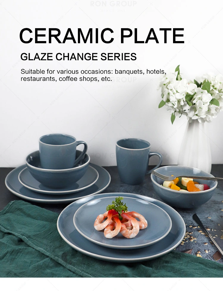 Hot Sale European and American Style Reflect Green 16PCS Stoneware Ceramic Dinnerware Set