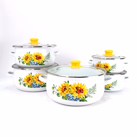 Set di pentole per teiera doppia da 1,7 l + 4,2 l di qualità stock Set di pentole per bollitore smaltato da campeggio
