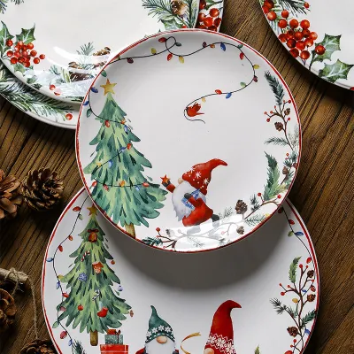 Collezione per cene in ceramica a tema natalizio Set di stoviglie regalo con decorazioni natalizie