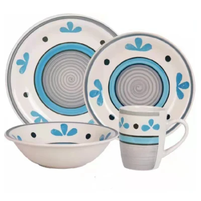 Set da tavola in ceramica con smalto colorato all'ingrosso, stoviglie in ceramica per la protezione dell'ambiente ad alta temperatura, set da tavola 16 pezzi e 20 pezzi