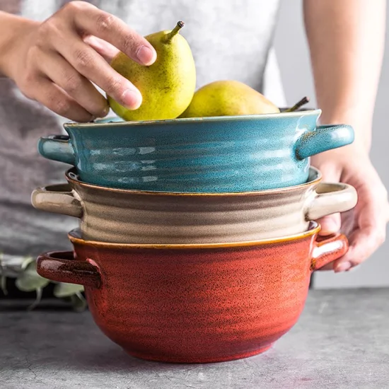 Ciotola per bento di frutta, colore porcellana, simpatico ramen, per microonde, ciotola per zuppa in ceramica con coperchio