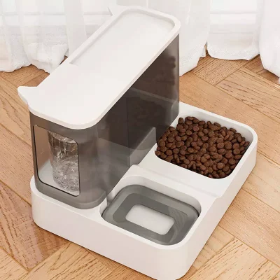 Alimentatore automatico per gatti Acqua di grande capacità 2 a 1 Bocca non bagnata Ciotola per acqua per cani Forniture per animali domestici