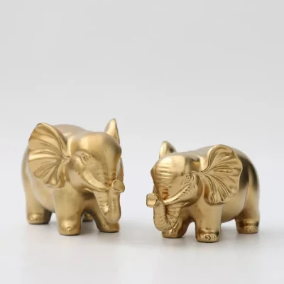 Articoli per la casa di moda Coppia di forme di elefante in oro di lusso Decorazioni per la casa di piccoli animali personalizzati Ornamenti in ceramica per la tavola Uso quotidiano